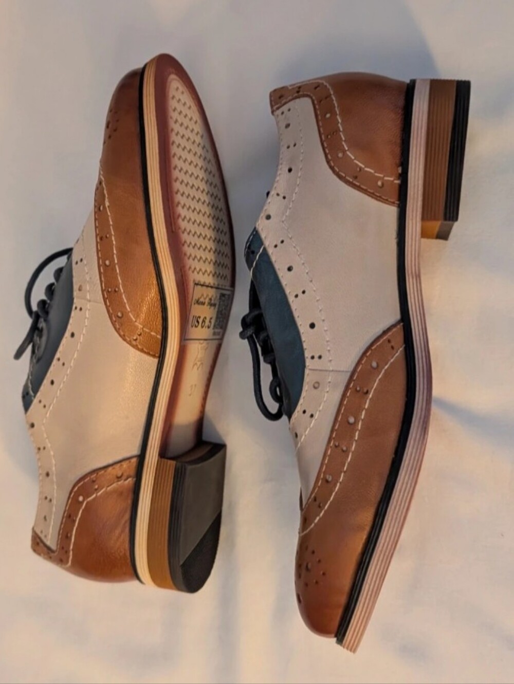 Mona Flying Oxfords, Classic Tri-Tone Oxfords in Navy, Brown and Cream